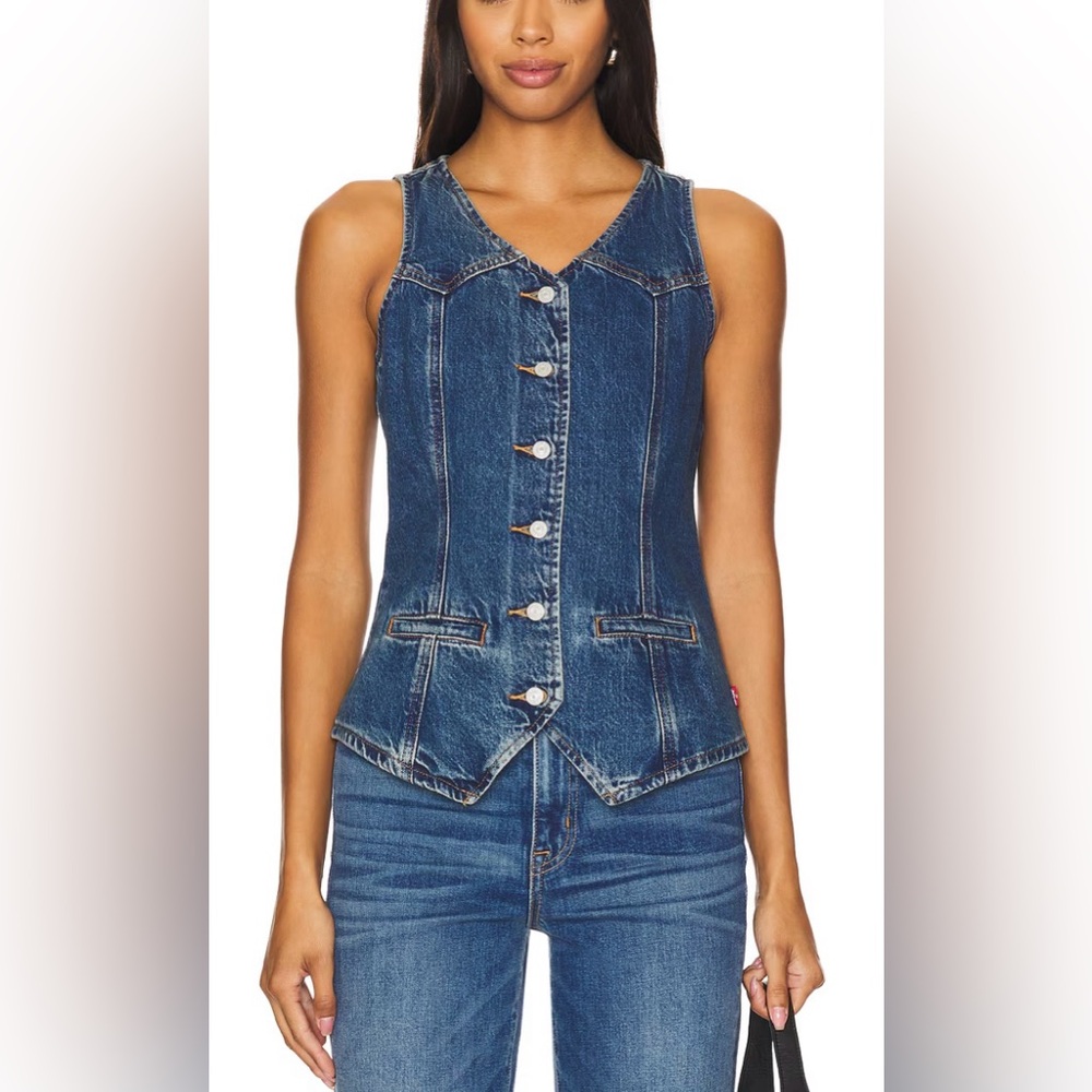 Levi's Dark Blue Denim Button-Front Vest
